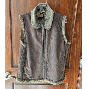 Suede Fur-Lined Vest, Size Large